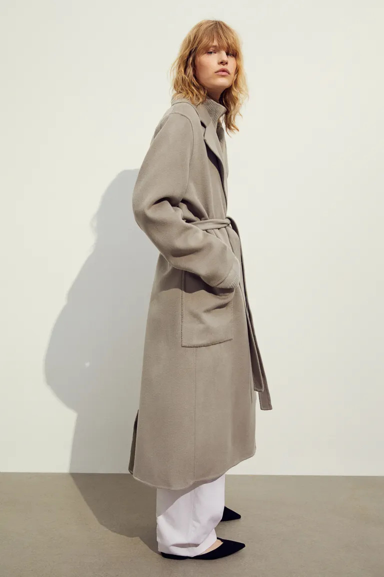 Wool coat - Greige - Ladies | H&M GB | H&M (UK, MY, IN, SG, PH, TW, HK)