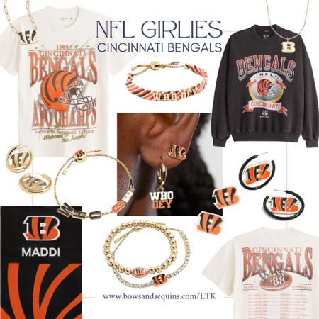 For the Cincinnati gals and Bengals fans 🏈🧡 WHO DEY.

Vintage tees, crew neck sweatshirts, fun jewelry, and custom blankets. Great for gifting!

#LTKfindsunder100 #LTKSeasonal #LTKGiftGuide