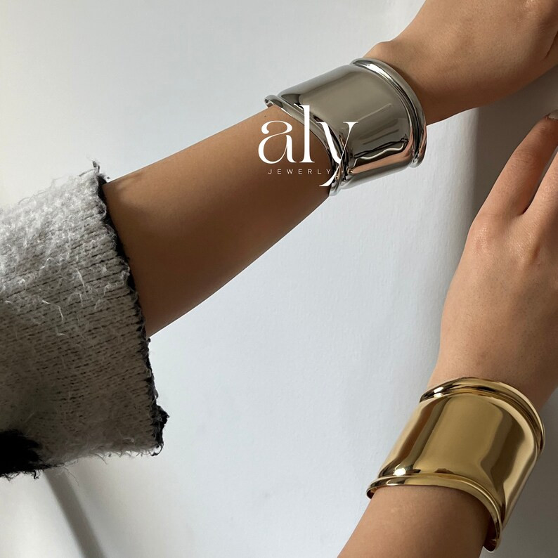 18K Gold & Silver Plated Silver Bone Cuff Bracelet,wide Open Cuff Bracelet,vintage Wide Bone Cuff... | Etsy (US)