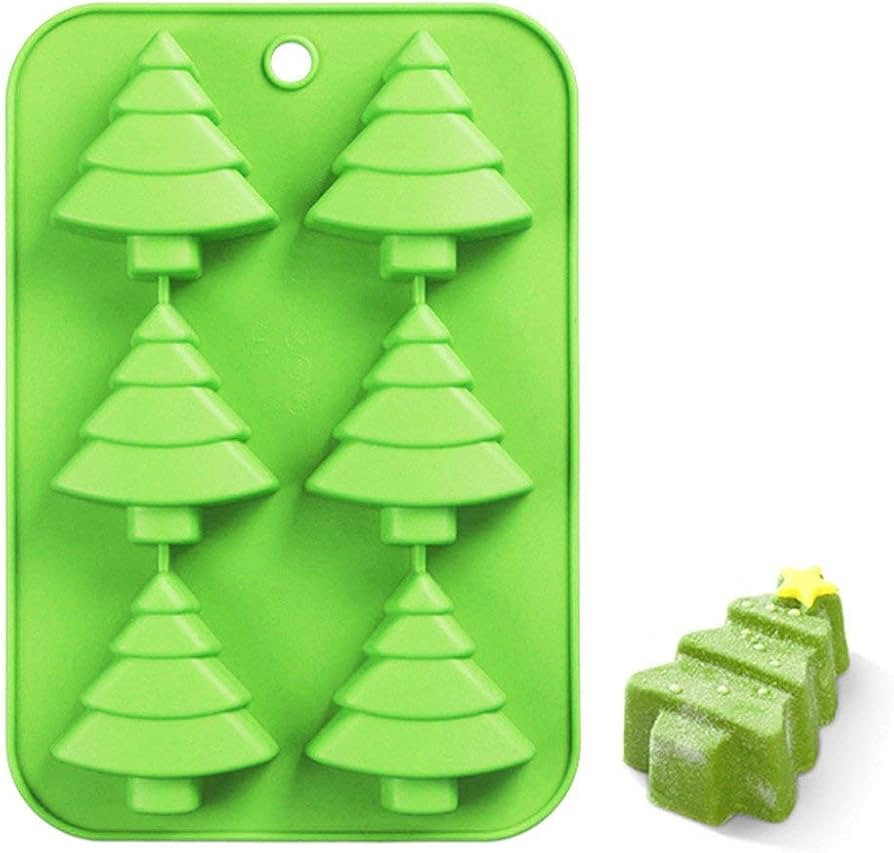 6 Christmas Tree Silicone Cake Baking Mold Cake Pan Handmade Soap Moulds Biscuit Chocolate Ice Cu... | Amazon (US)