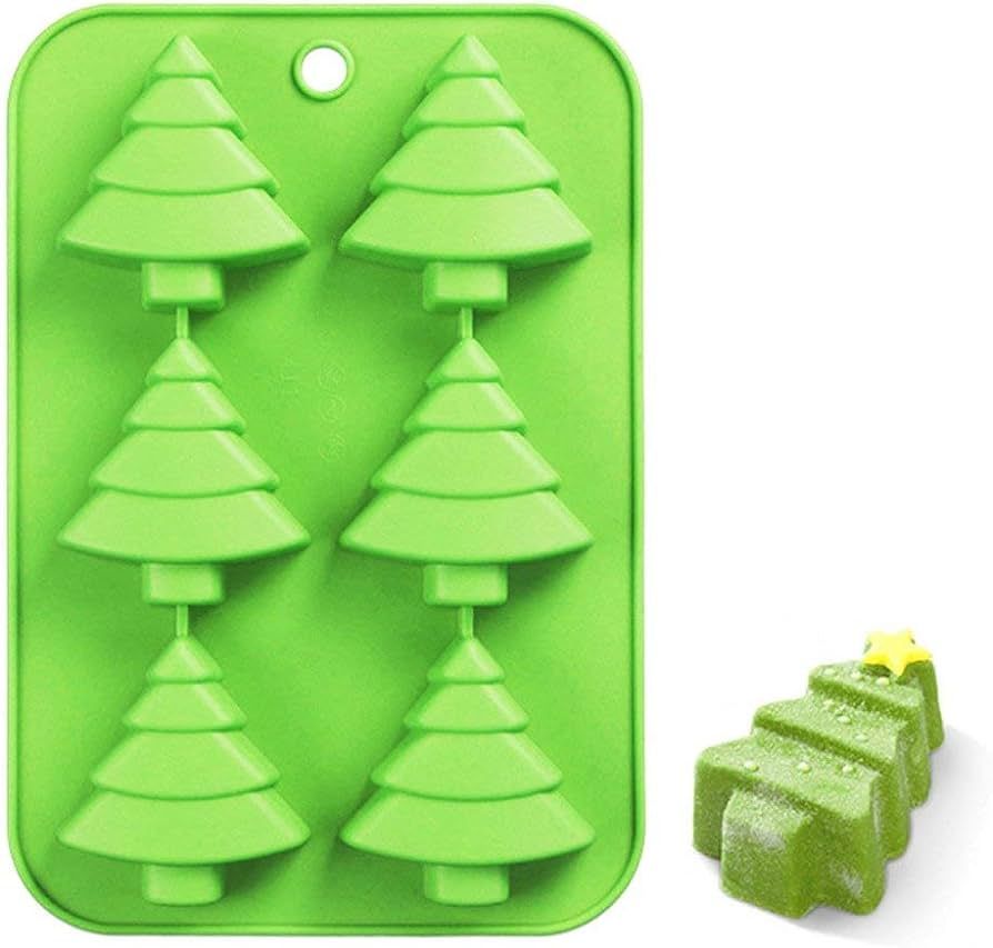 Efivs Arts 6 Christmas Tree Silicone Cake Baking Mold Cake Pan Handmade Soap Moulds Biscuit Choco... | Amazon (US)