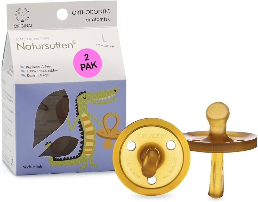 Natursutten Pacifiers 12-18 Months - 2-Pack Original Shield Orthodontic Nipple Natural Rubber Saf... | Amazon (US)
