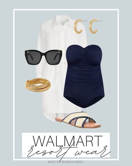Walmart resort wear inspiration! I paired this navy one-piece with this white dress, sunglasses, gold jewelry, and cute raffia sandals. 

affordable fashion, walmart fashion, walmart finds, resort wear, vacation wear, resort outfit, vacation outfit, swimsuit, bathing suit, one-piece bathing suit, walmart swim, swim wear, poolside outfit

#LTKSeasonal #LTKswim #LTKtravel