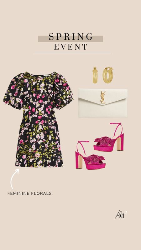 h&m open back floral dress
gold hoop 
ysl blanc vintage envelope clutch 
randall loeffler platform heel 

#LTKstyletip #LTKSeasonal #LTKFind