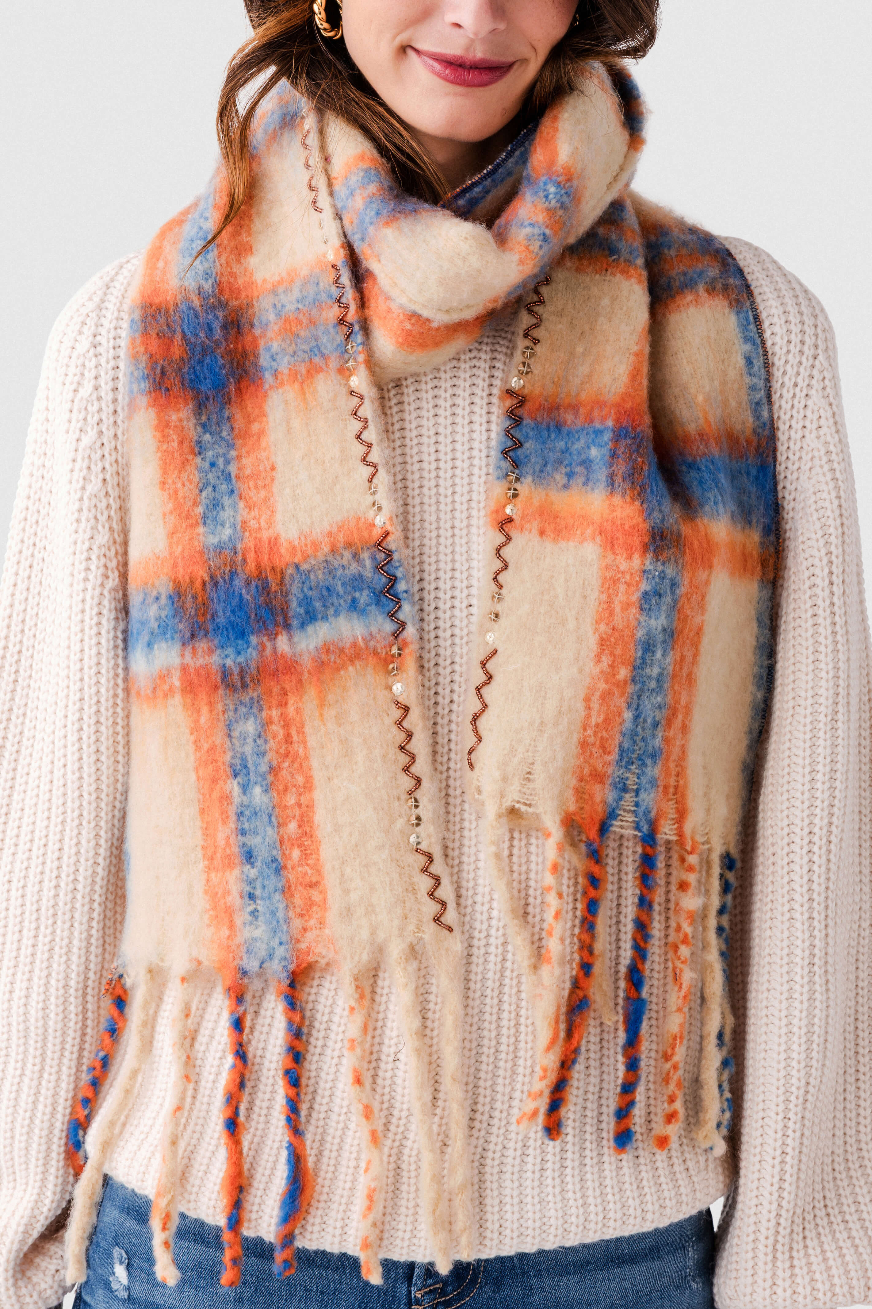 Free People Highland Plaid Skinny Scarf | Social Threads