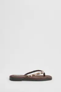 Chocolate Shell Detail Toe Post Flip Flops | Boohoo | Boohoo.com (UK & IE)