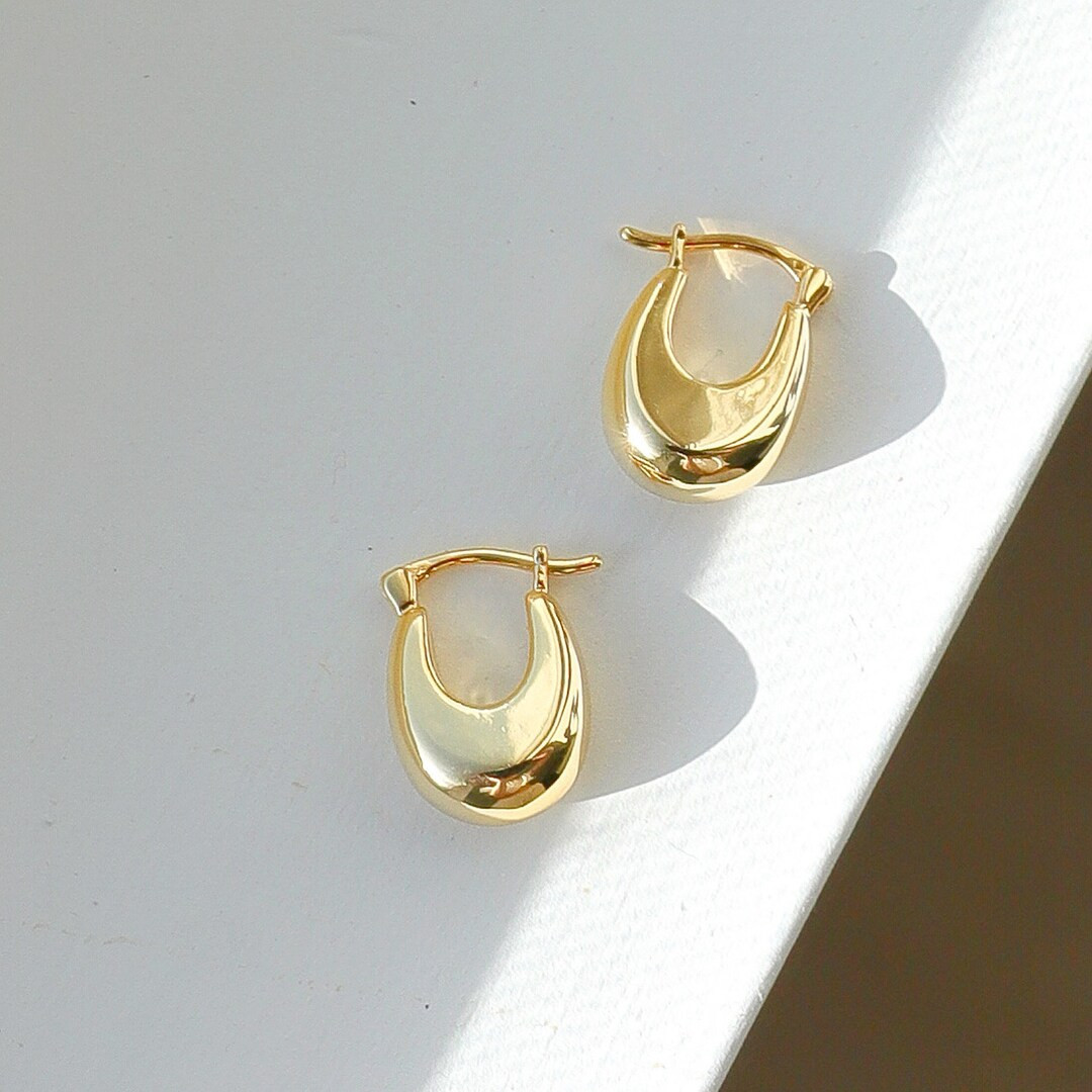 Gold Hoop Earrings Hoop Earrings Small Chunky Hoops Thick Gold Hoops Gold Earrings Statement Earr... | Etsy (US)