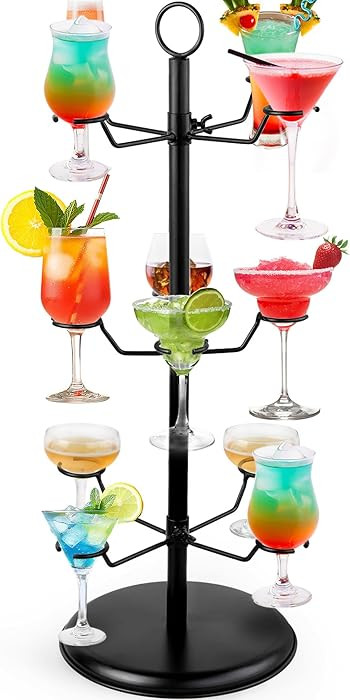 Cocktail Tree Stand Champagne Tower: 3 Tiers 12 Holders Drink Tower Wine Glass Holder Stand for C... | Amazon (US)