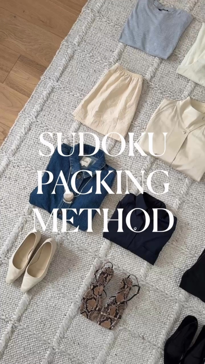 Save this for your next trip ✈️🧳 The Sudoku Packing method - AKA the easiest way to pack for travel 👀 

9 items (3x tops, 3x bottoms & 3x layering pieces), 27 possible outfit combinations. 

You want to set up your packing sudoku like this…

Top, bottom, layer
Bottom, layer, top
Layer, top, bottom

Add shoes & accessories to complete ✨ A successful edit will usually have…

#1 | A cohesive colour story. Lay the items out on your bed to see how they work together

#2 | Variation in the silhouettes. Mix up the shapes in each category to give you breadth across your styling 