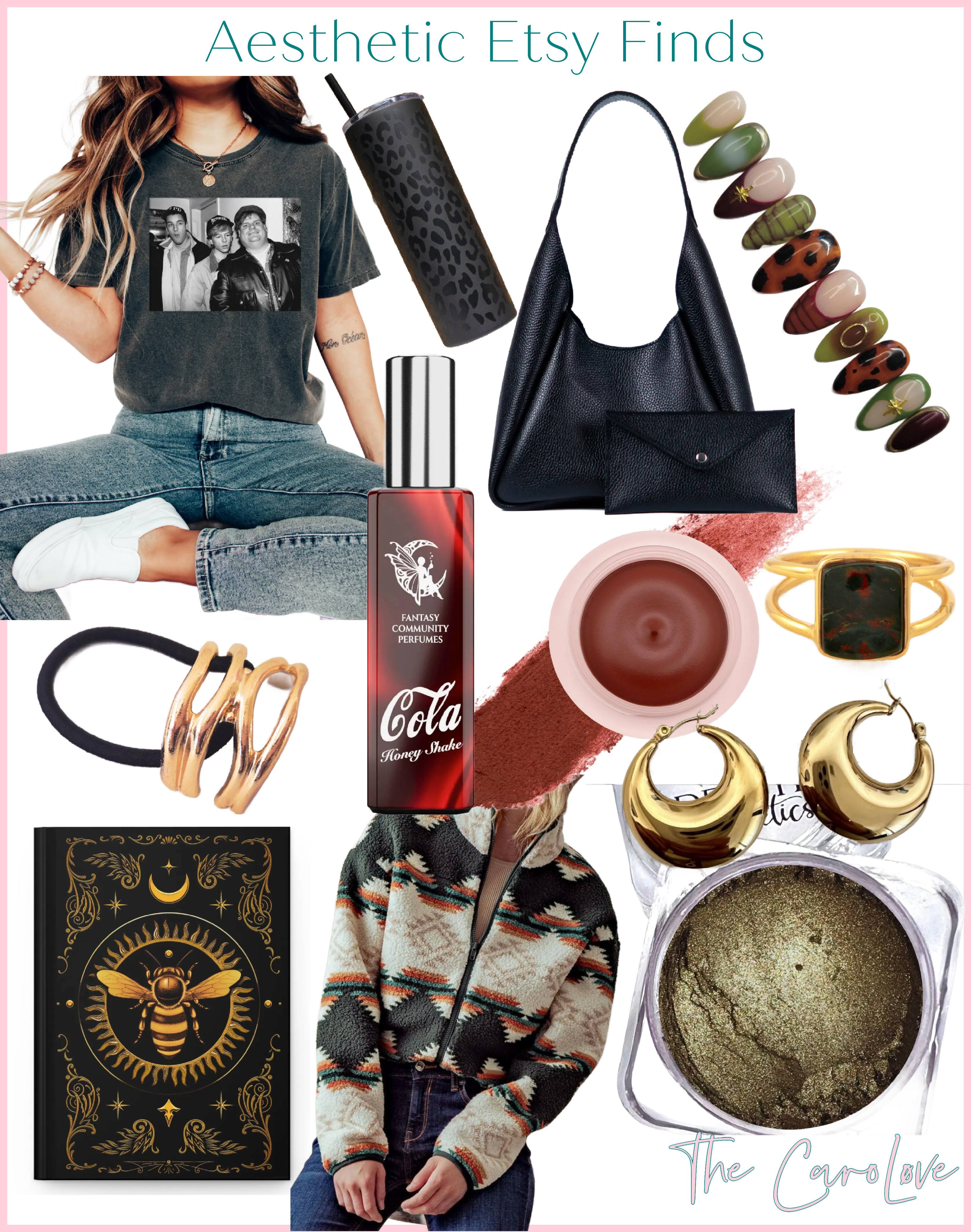 Sharing my top Etsy finds: cozy sherpa jacket, gold jewelry, press-on nails, velvet matte lip, graphic tee, tumbler, and more unique handmade favorites. Linked for easy shopping! 

 #LTKGiftGuide #LTKMidsize #LTKFindsUnder100