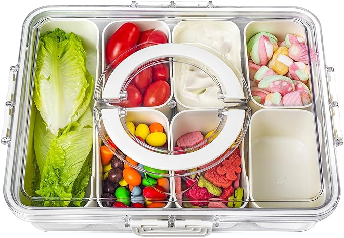 Bandesun Divided Serving Tray with Lid and Handle - Snackle Box Charcuterie Container for Portabl... | Amazon (US)