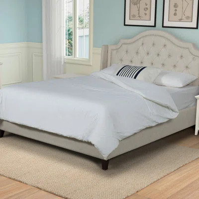 Briese Tufted Upholstered Low Profile Standard Bed Canora Grey Color: Beige, Size: Queen | Wayfair North America