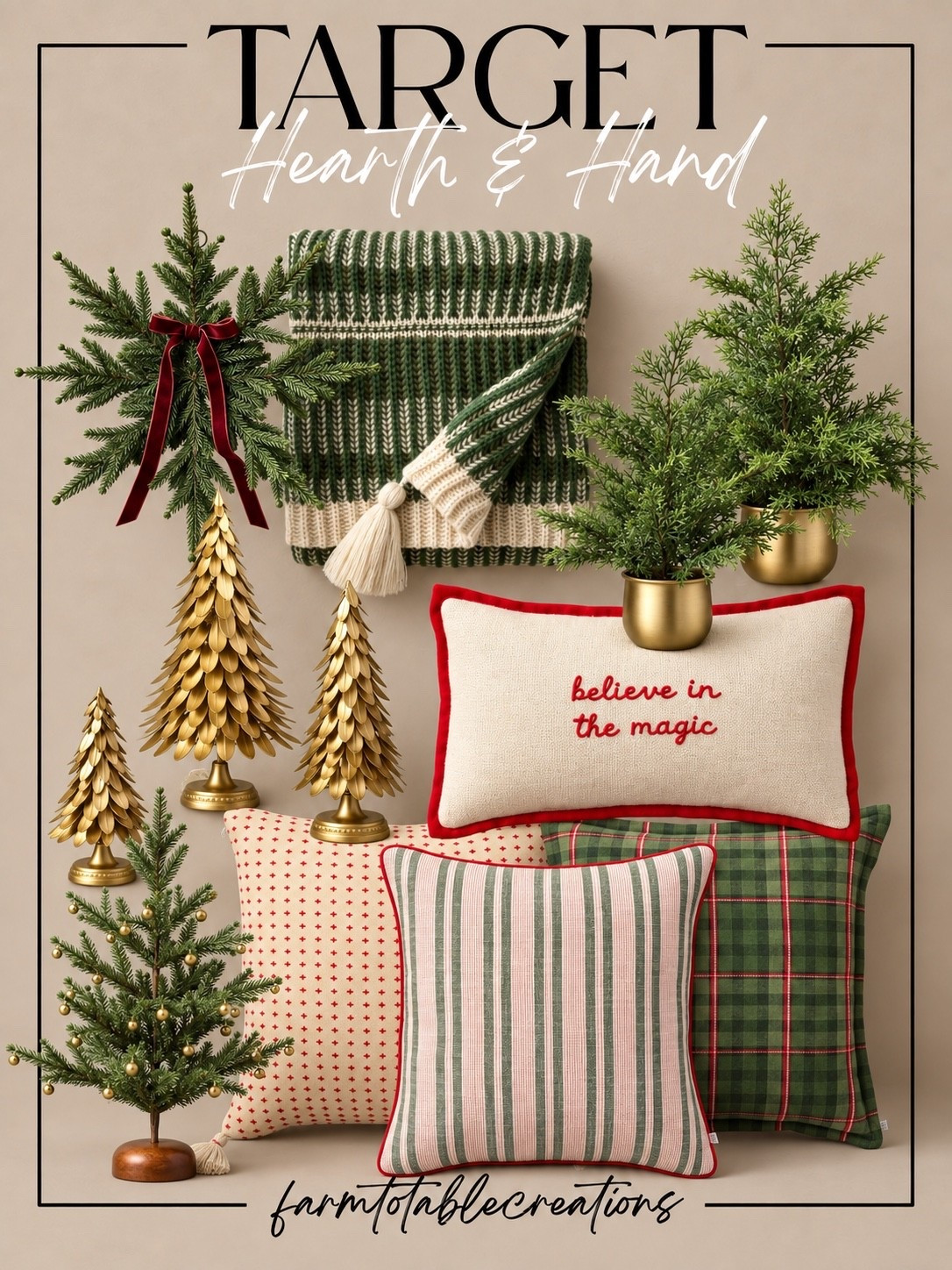 New Hearth & Hand Christmas Collection 🎄

The new Hearth & Hand with Magnolia holiday collection at Target is filled with the coziest classic Christmas finds! Deep evergreen, creamy neutrals, touches of red, warm brass, and traditional plaids and stripes give this collection such a timeless holiday feel.

From the “Believe in the Magic” pillow and cozy knit throw to the brass Christmas trees, mini evergreens, and festive accent pillows, these pieces are perfect for layering into your living room, bedroom, or entryway. I love how everything coordinates while still feeling collected and cozy!

Follow @farmtotablecreations on Instagram for more cozy home finds and trending decor.

#LTKHome #TargetStyle #TargetFinds #TargetHome #HearthAndHand #HearthAndHandWithMagnolia #Magnolia #TargetChristmas #ChristmasDecor #HolidayDecor #ChristmasPillows #CozyChristmas #TraditionalChristmas #ChristmasHome #HolidayHome

#LTKHome #LTKSeasonal