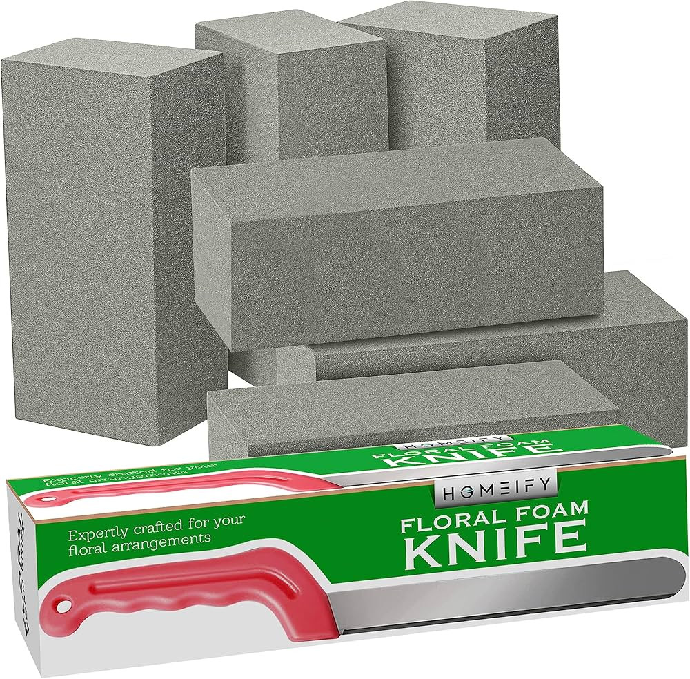 Pack of 6 Dry Floral Foam Blocks + Floral Foam Knife for Artificial Flower Arrangements, Set Incl... | Amazon (US)