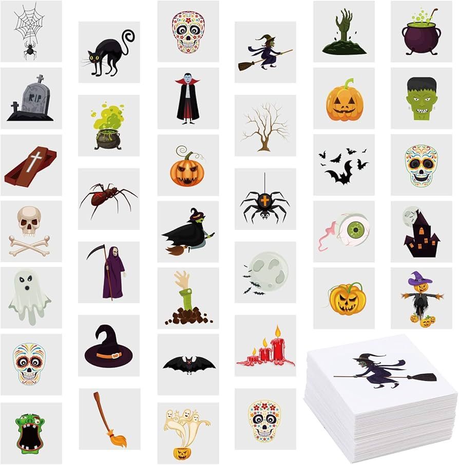Aneco 144 Pieces Assorted Halloween Temporary Tattoos Waterproof Halloween Theme Tattoos for Tric... | Amazon (US)