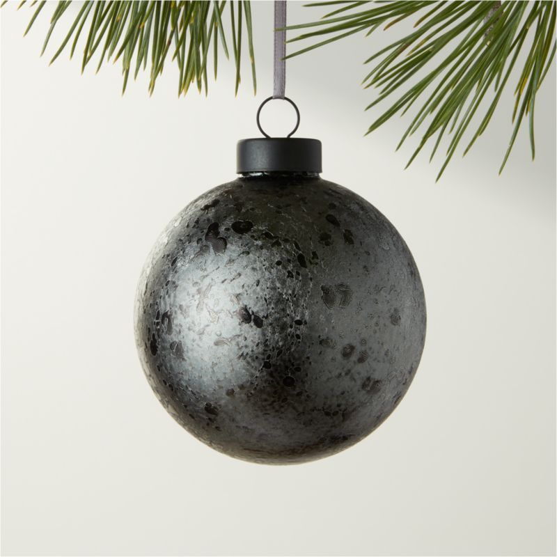 Frosted Round Dark Grey Ornament 3'' | CB2 | CB2