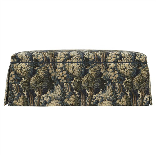 Ariela Tapestry Forest Weave Skirted Rectangular Ottoman | Kathy Kuo Home