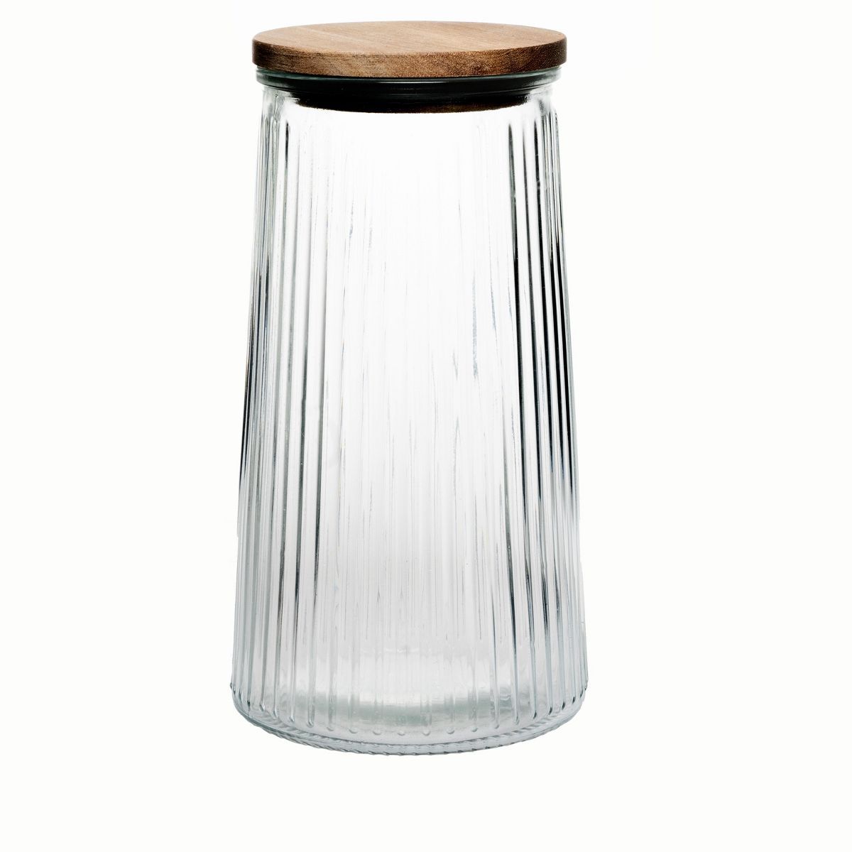 Amici Home Hawthorn Glass Canister, Airtight Storage Jar, Ribbed Glass with Acacia Lid | Target