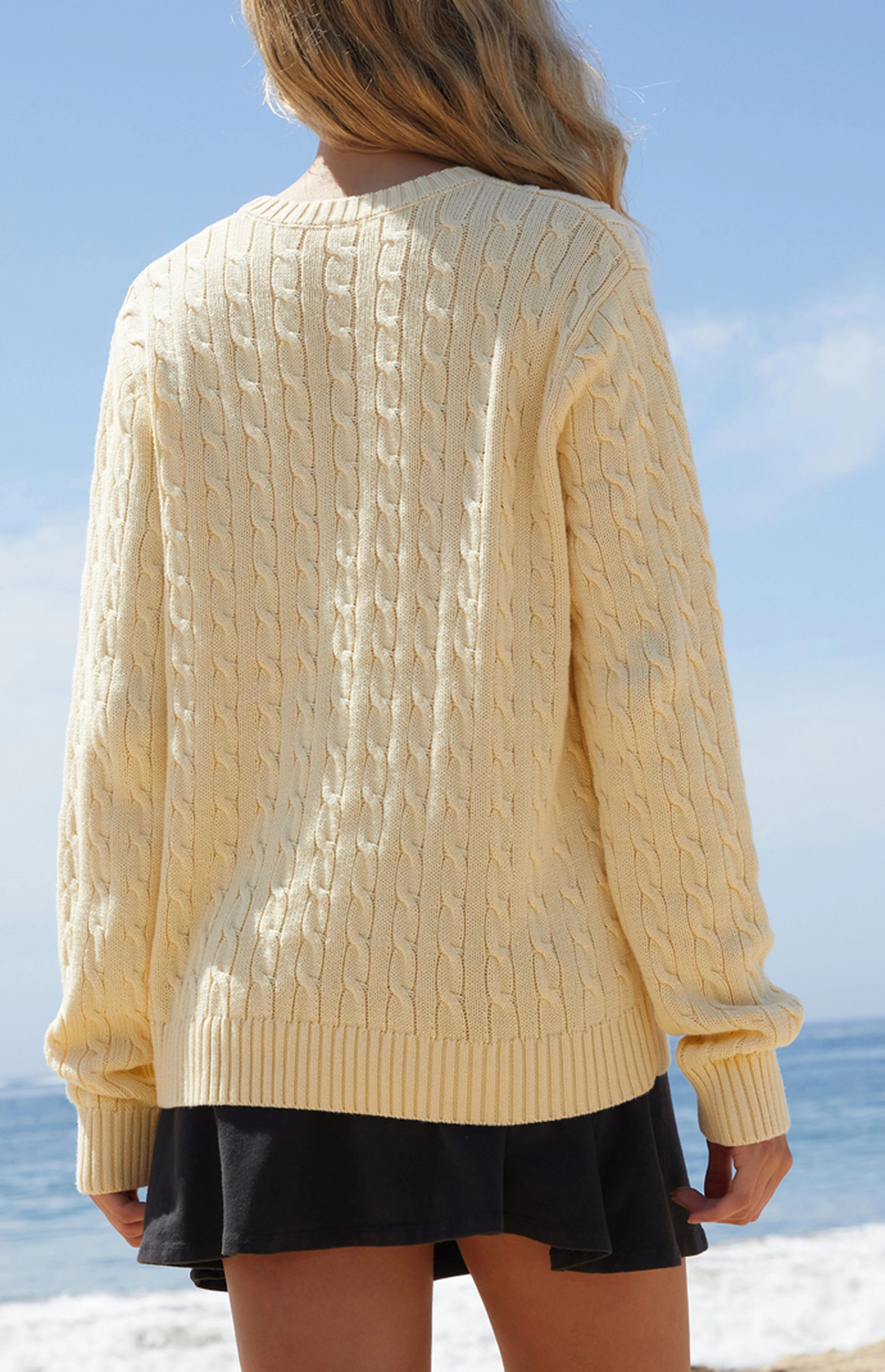 John Galt Yellow Cable Knit Sweater | PacSun