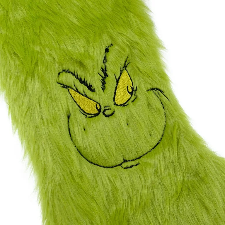 Dr. Seuss' How The Grinch Stole Christmas Furry Green Grinch Face 20 inch Stocking by Ruz - Walma... | Walmart (US)