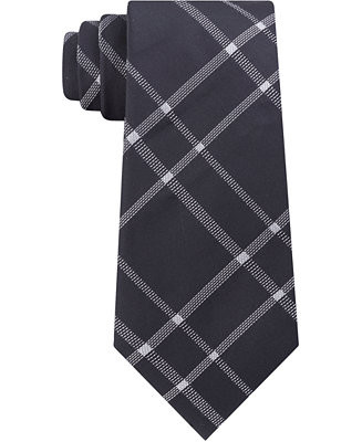 Men's Stitch Plaid Slim Silk Tie | Macys (US)