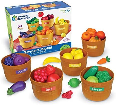 Learning Resources Farmer's Market Color Sorting Set, Homeschool, Play Food, Fruits and Vegetable... | Amazon (US)