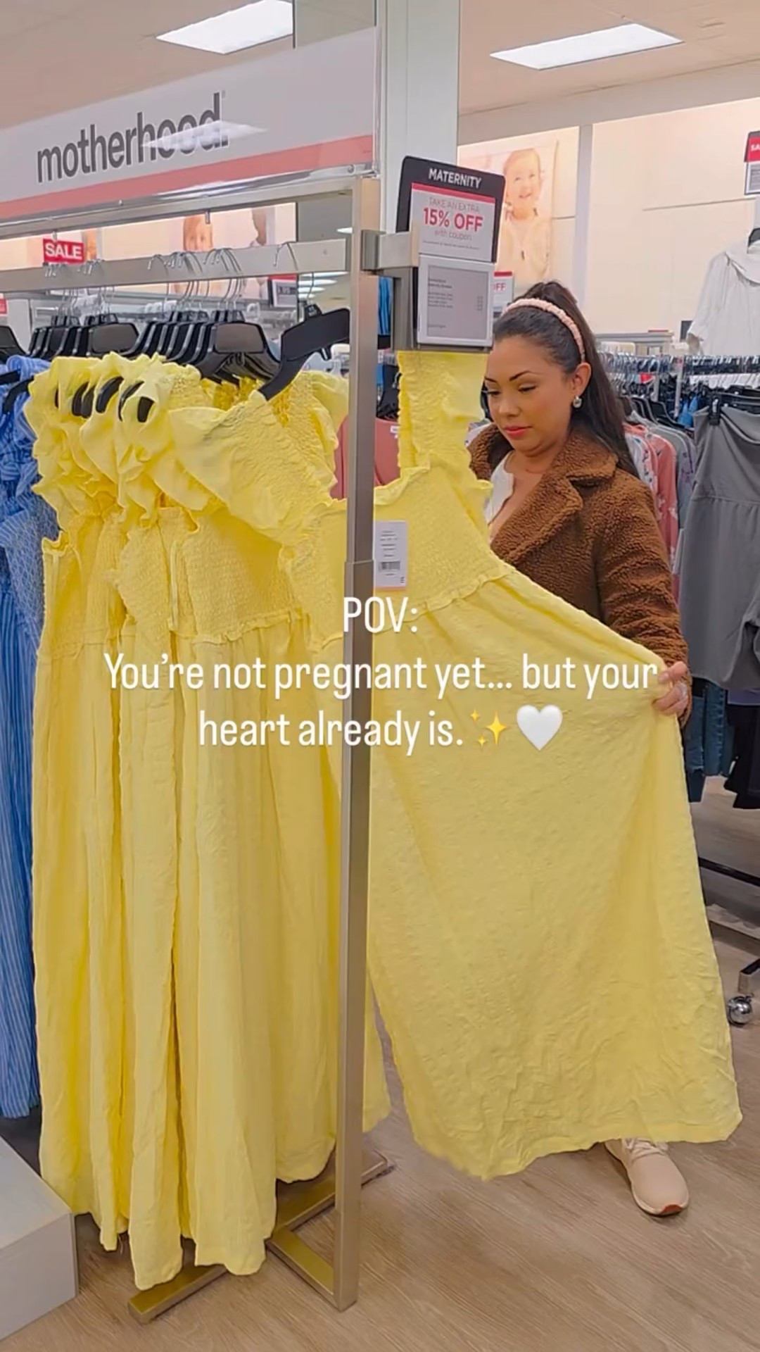 Motherhood is already in my heart 🤍
Even before the baby is.

Today at @kohls we wandered into the maternity section and I found the prettiest dress.

✨Daniel told me to rub the mannequin belly for good luck… so of course I did.🤭

We’re hoping.
We’re praying.
We’re believing this Valentine’s season is full of blessings.💝

If you’re on this journey too… this is your sign to keep believing 💌

@Kohls this dress will be mine one day.

#manifestingmotherhood 
#tryingtoconceive #kohlsfinds