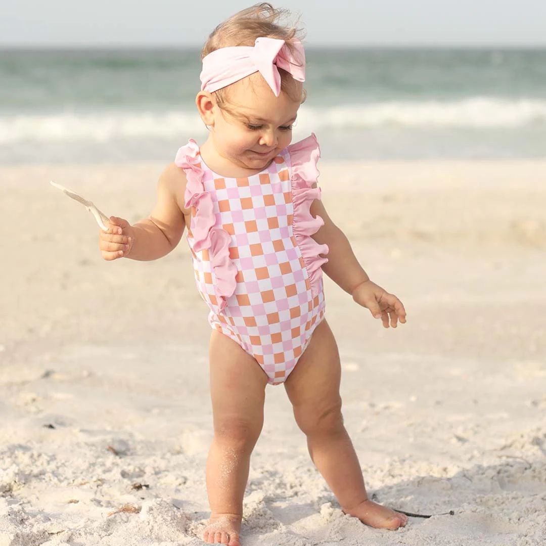 Double Ruffle One Piece | Check Me Out | Caden Lane