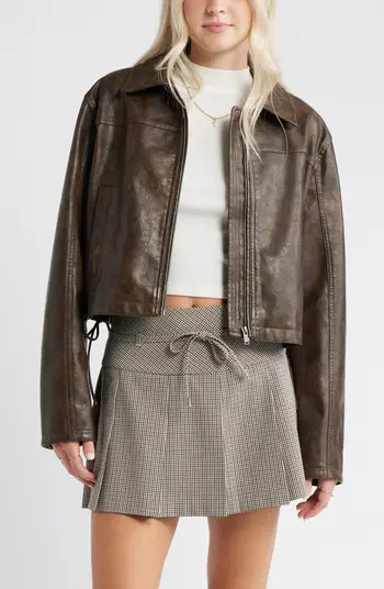 Side Tie Faux Leather Moto Jacket | Nordstrom