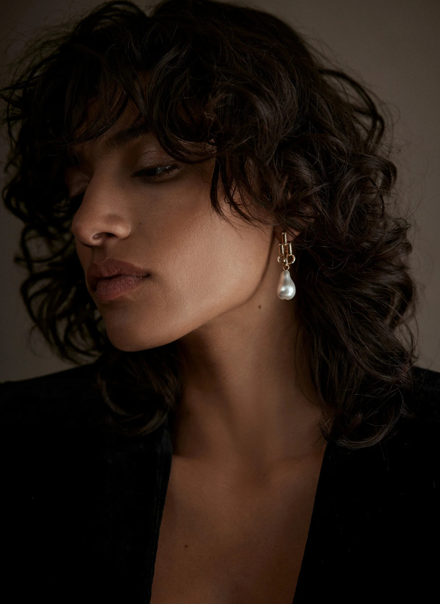 Gold Tone Pearl Drop Earrings | Mint Velvet