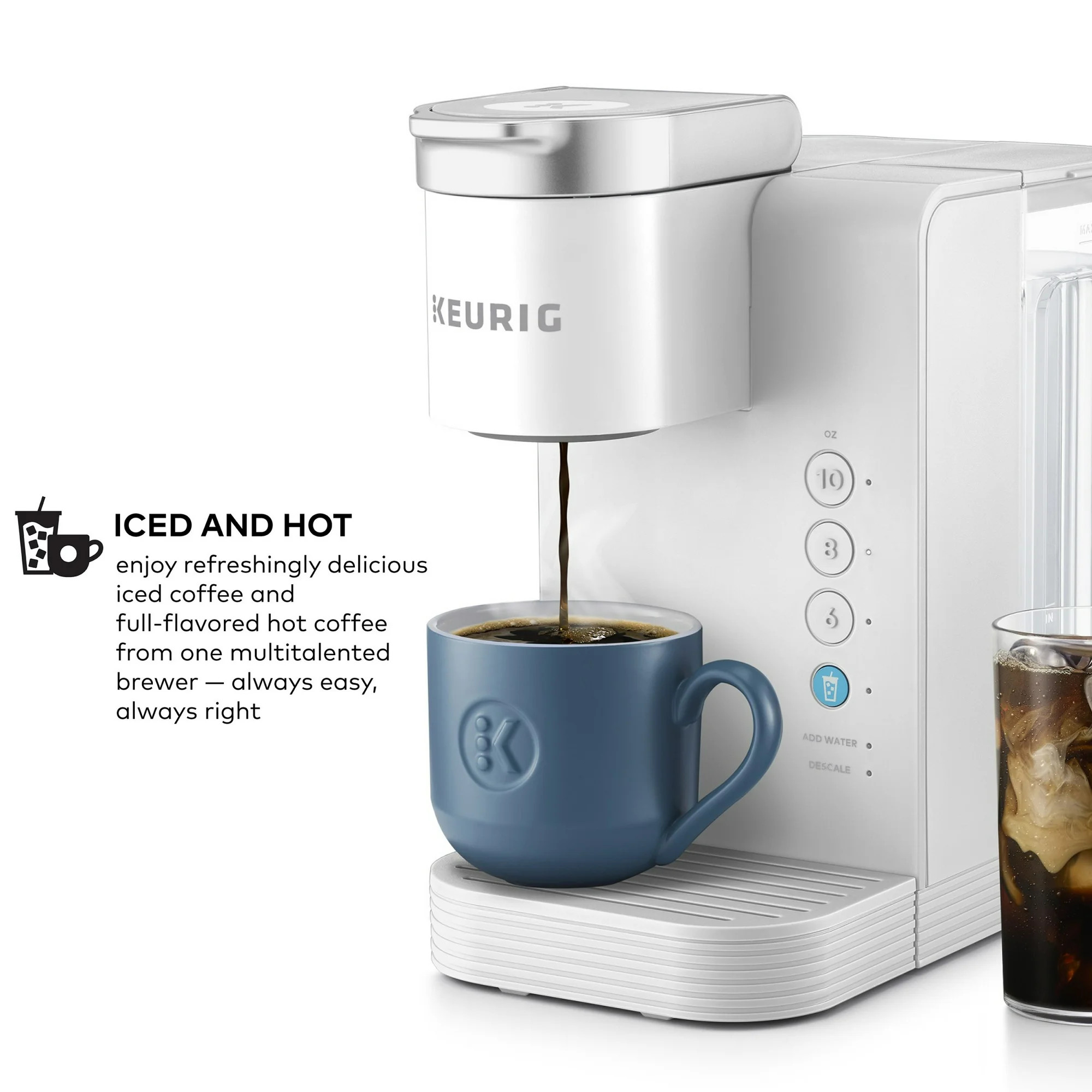 Keurig K-Express Essentials Plus, Iced and Hot Single-Serve K-Cup Pod Coffee Maker, White | Walmart (US)