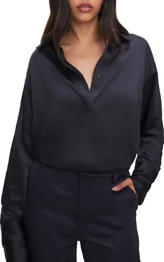 Good American Washed Satin Button-Up Shirt | Nordstrom | Nordstrom