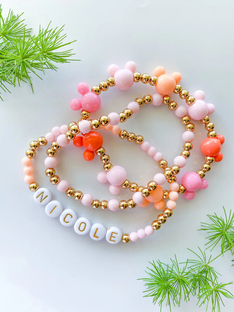 Mickey Three Bracelet Gold Stack  Personalized Bracelet | Etsy | Etsy (US)
