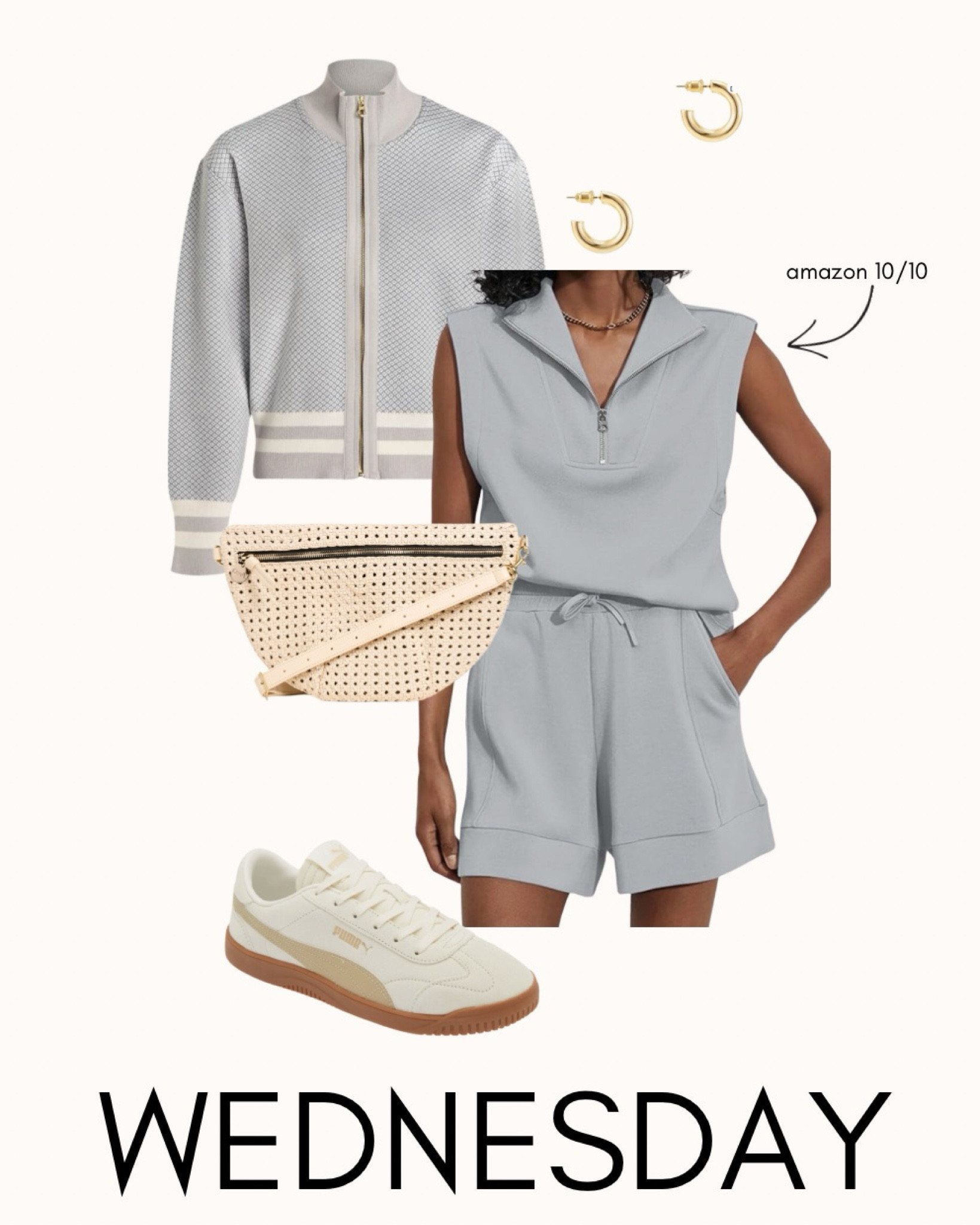 Wednesday - easy set with an on trend knit layer. Great pieces that will make you feel really pulled together! Size small in the set for me :) I size up one in knits for drapey effects. 

#LTKFindsUnder50 #LTKStyleTip #LTKActive