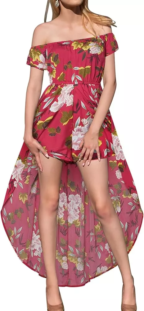 Party split maxi hot sale romper dress