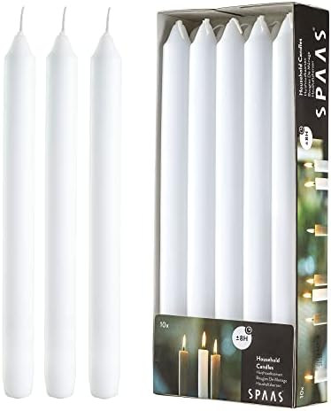 10 Pack Straight Unscented White Candles - 9.5 Inch Tall White Candlesticks - Dripless Long Burni... | Amazon (US)