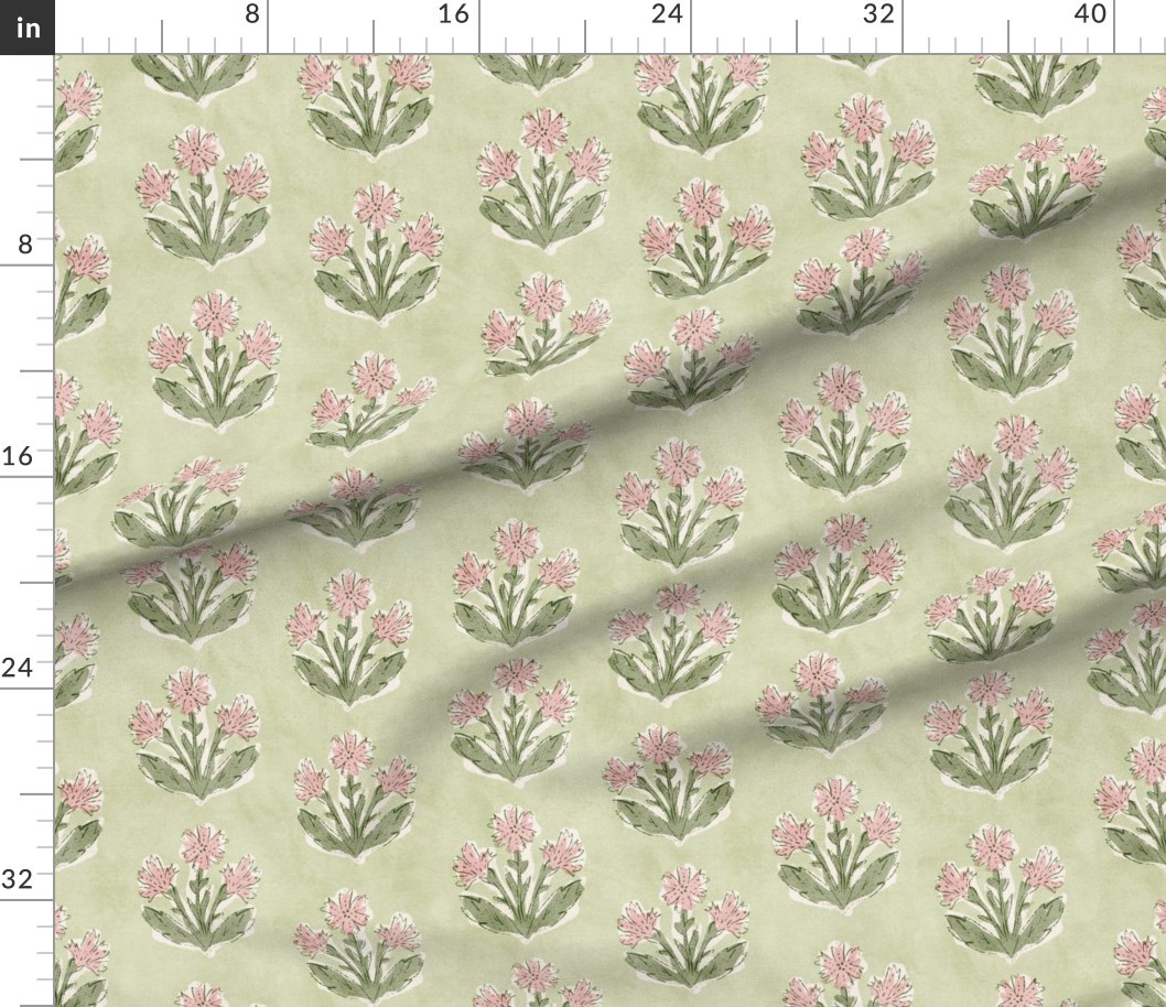 boho wildflower pink and green Fabric | Spoonflower | Spoonflower