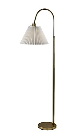 Adesso Thalia Floor Lamp Antique BrassWhite Fabric Shade - Office Depot | Office Depot and OfficeMax 