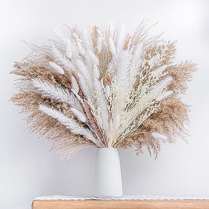 86PCS Natural Dried Pampas Grass Bouquet,Boho Home Decor Bouquet, Phragmites Dried Flowers,Bouque... | Amazon (US)