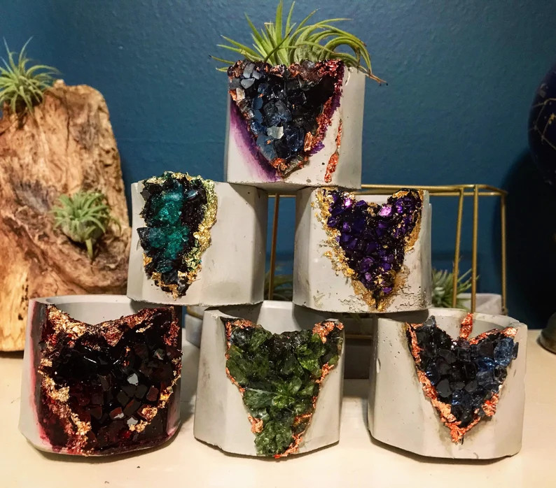 Crystal Inspired Planter  Cement Geode Pot  Air Plant Holder | Etsy | Etsy (US)