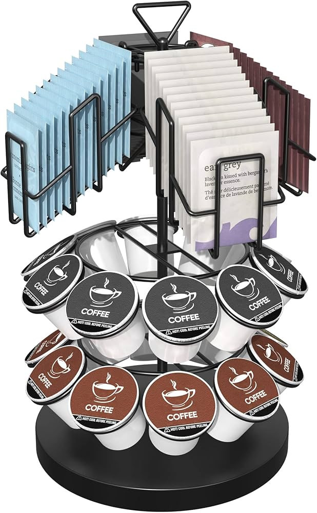 ULG Coffee Pod & Tea Bag Organizer Carousel Stand, K Cup Holder, Organizes 20 K-cups for Keurig a... | Amazon (US)