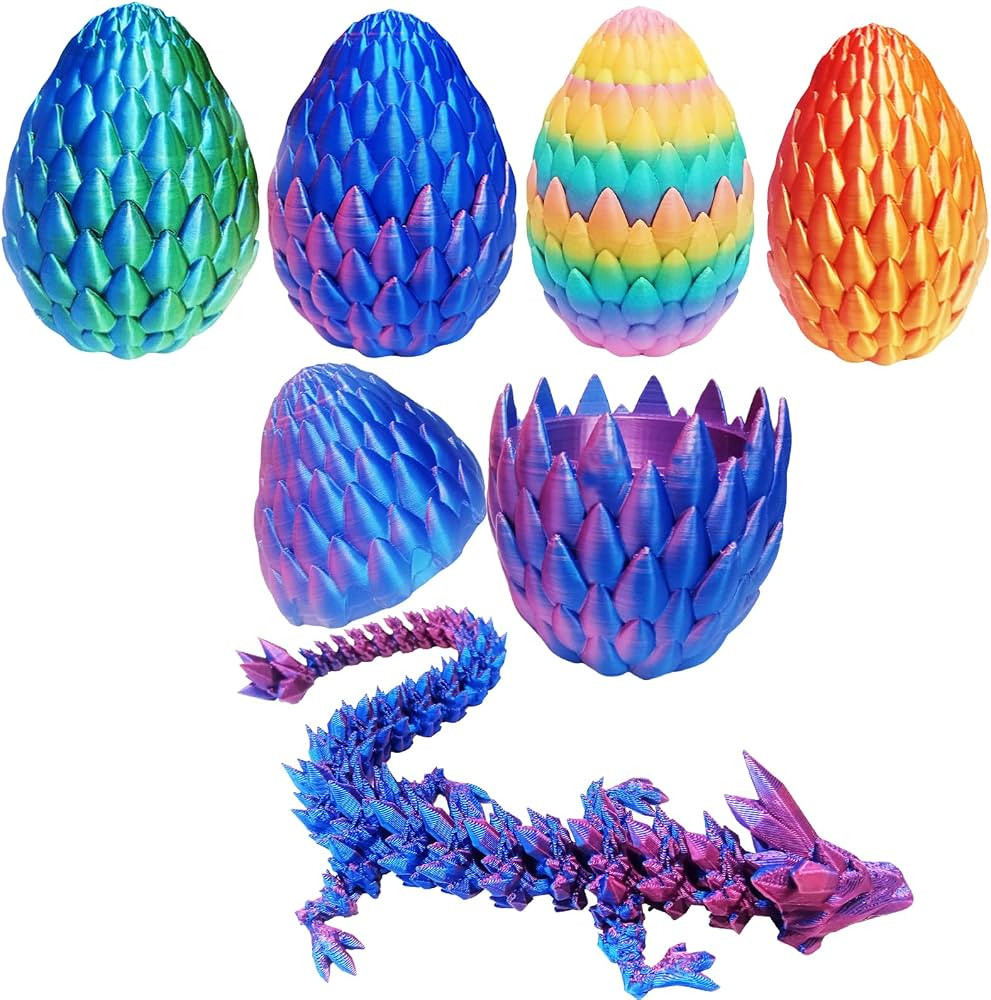 12inch 3D Printed Dragon Egg,Mystery Crystal Dragon Fidget Toys,Articulated Dragon,Home Desk Deco... | Amazon (US)