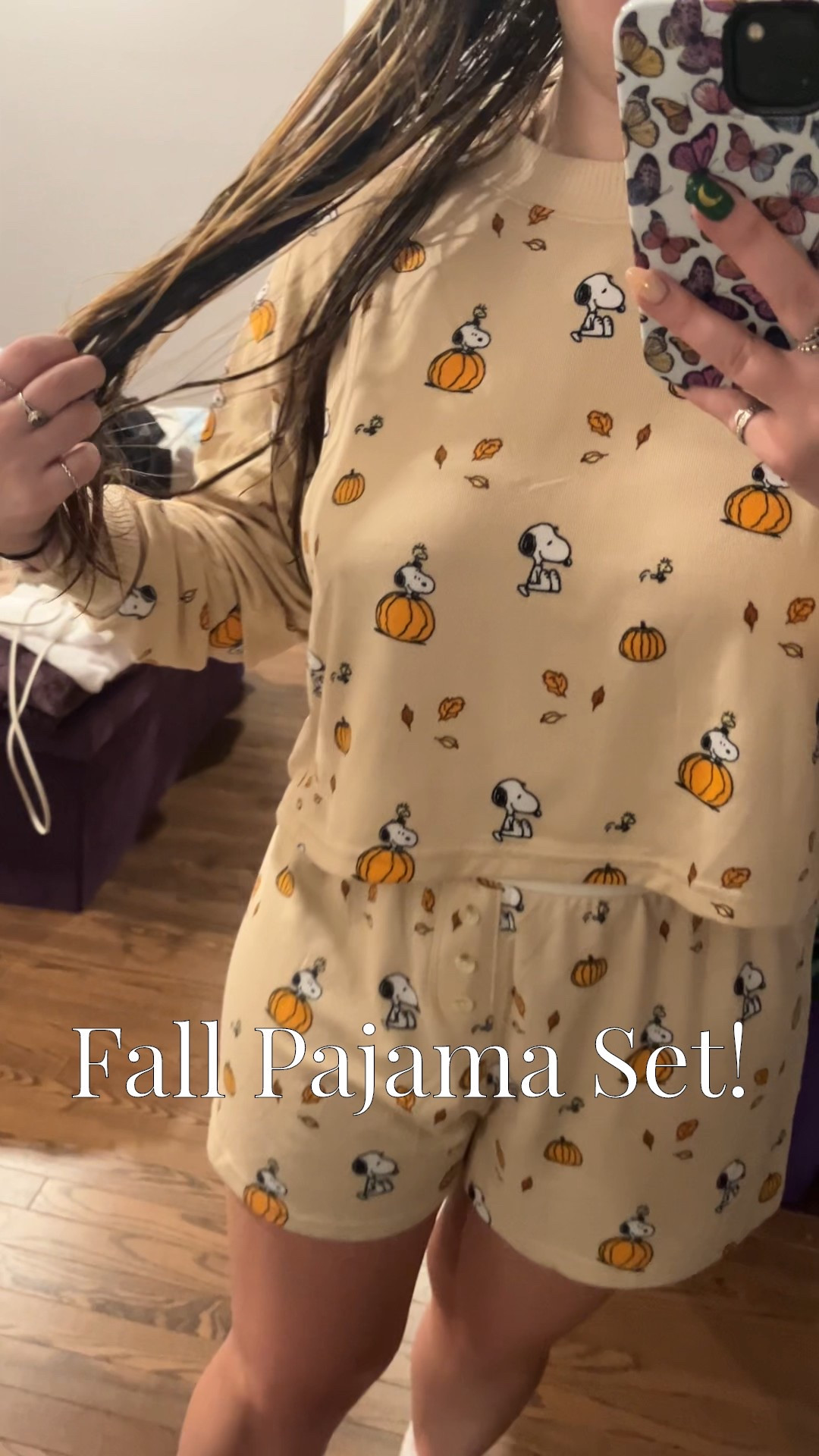 Cozy girl era 🍂✨ 

Wearing my buttery soft American Eagle Snoopy pajama set (literally the softest fall loungewear ever)! 🎃 

Perfect for movie nights, self-care Sundays, lazy mornings, or cozy bedtime routines. The pumpkin print gives all the autumn vibes, and the matching sweatshirt and shorts set is cute enough for lounging at home or a girls’ night in. 💤💛

I’m wearing a size Medium! Shop this American Eagle pajama set, Aerie loungewear, and more fall cozy outfits under $50! 

#LTKUnder50 #LTKFallFashion #LTKCozyVibes #LTKLoungewear #LTKHomeStyle #LTKSeasonalStyle #AmericanEagleStyle #AerieReal #FallPajamas #MatchingSet #ComfyOutfit #PJSet #CozyOOTD #StayInStyle #SleepwearGoals #FallStyleInspo #CozyAesthetic #LTKFallFinds #LTKWeekendStyle

#LTKFindsUnder50 #LTKHalloween #LTKSeasonal