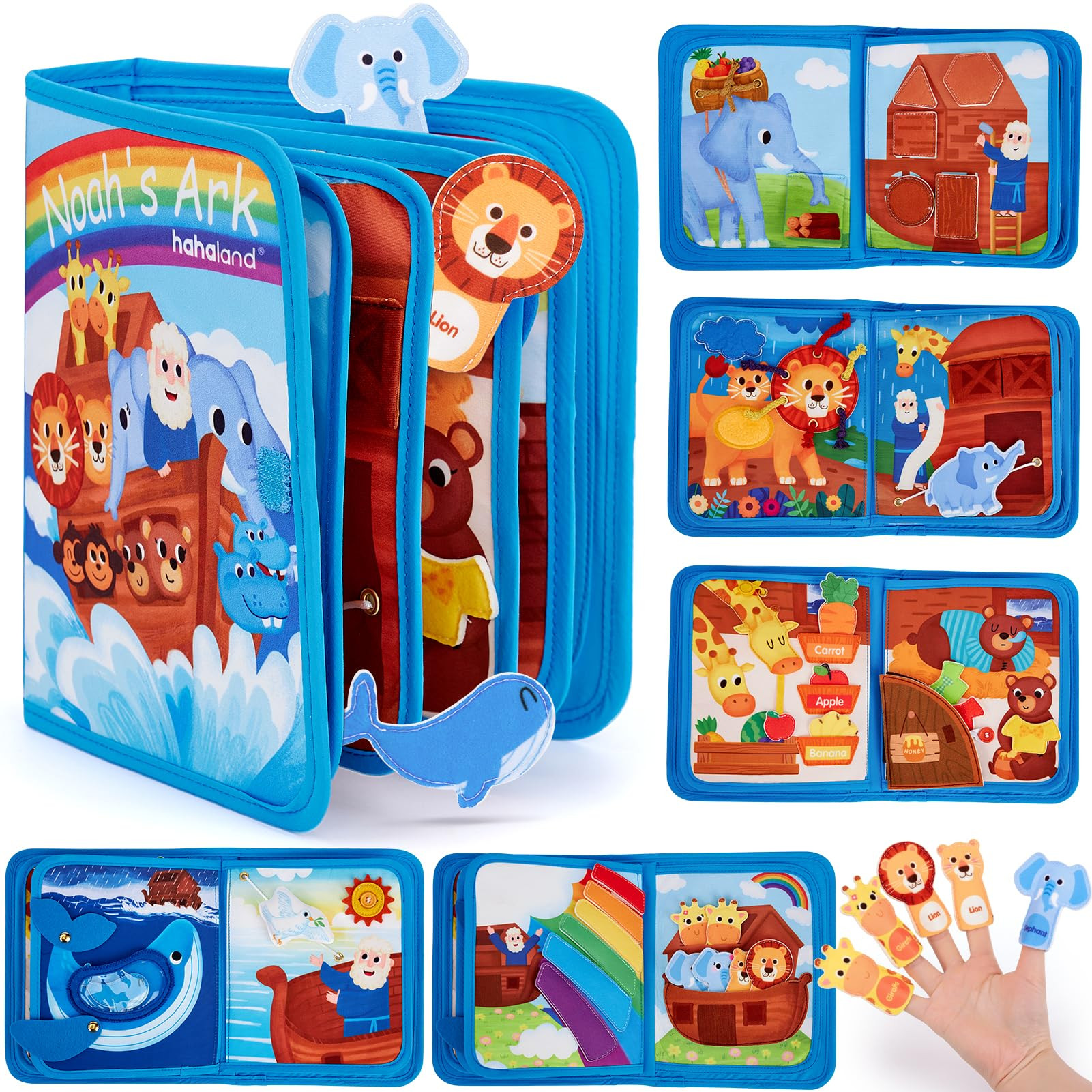 hahaland Noah's Ark Toy Busy Book for Toddlers 1-3 - Baptism Gifts for Boys Girls - Montessori To... | Amazon (US)