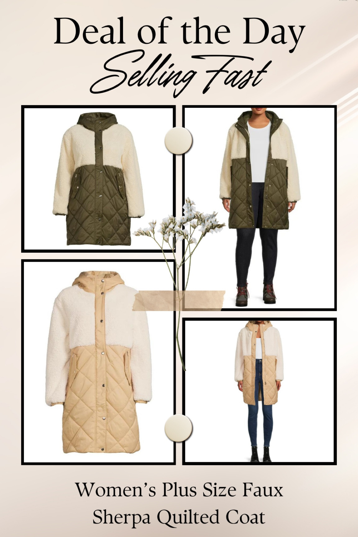Women's Plus Size Faux Sherpa Quilted Coat on sale for $39.99. Originally $69.96.


#LTKsalealert #LTKSeasonal #LTKFind