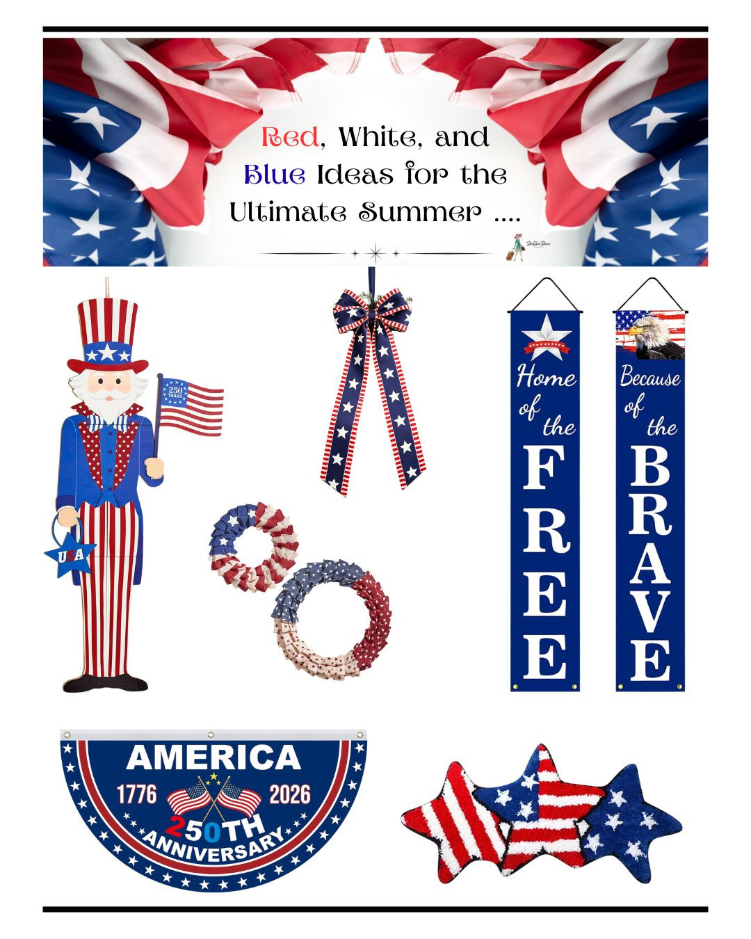 It is time to decorate and here are some ideas for you. 
Banners, wreaths, American flags
4th of July decor, front door decor, welcome mat, garden decor

#LTKHome #LTKSeasonal #LTKOver40