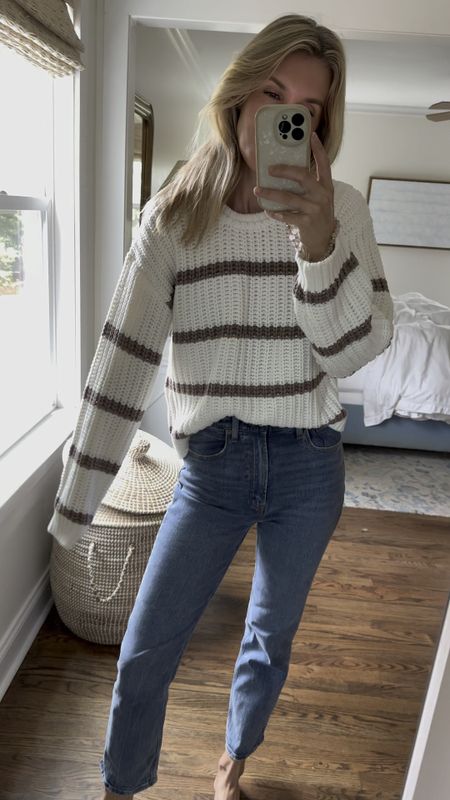 Love this soft sweater for a rainy weekend day. Wearing size small

Paired with my fave under $100 jeans (tts)