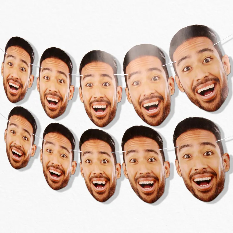 Custom Photo Fun Face Garland Banner, Personalized Face Cut Out Birthday, Retirement, Graduation ... | Etsy (Global)