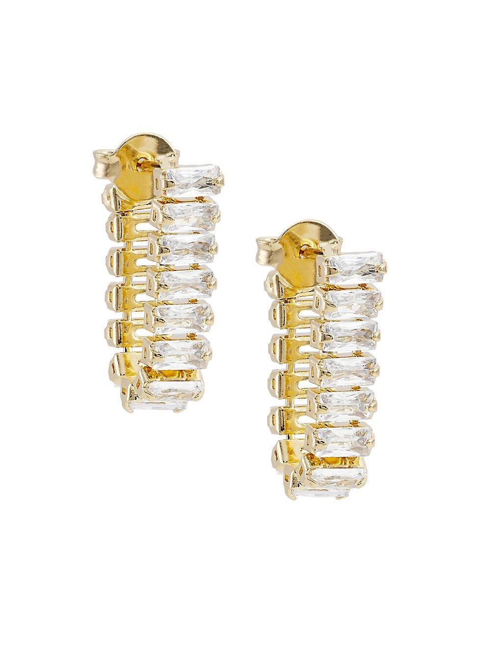 18K-Gold-Plated & Cubic Zirconia Baguette Hoop Earrings | Saks Fifth Avenue
