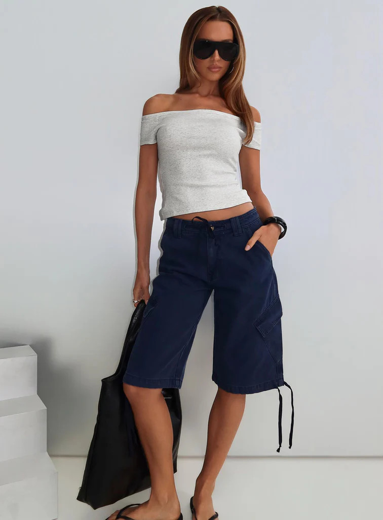 Apres Tie Waist Jorts Navy | Princess Polly US